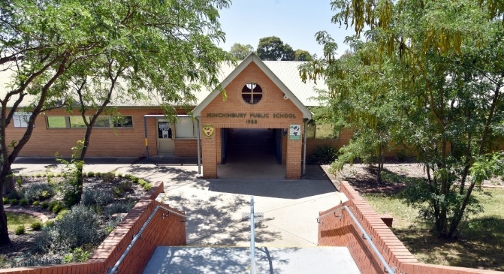 The front building of MPS as seen from the top of the front stairs.